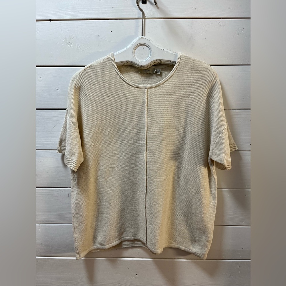 FRANSA Cream Knit Short Sleeve Sweater Size L